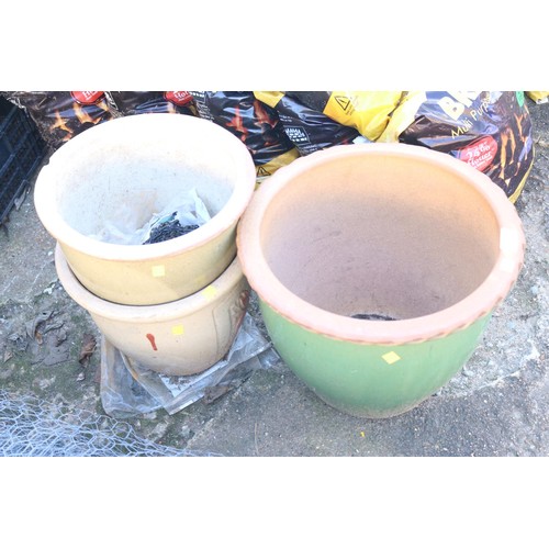 33 - 3 x various glazed pots