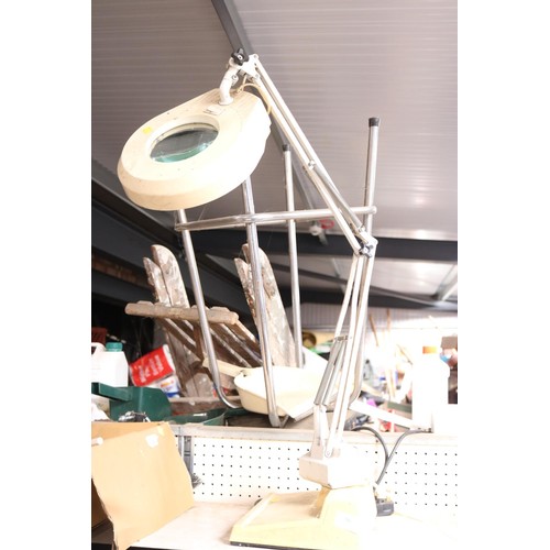 86 - Magnifying light & vintage angle poise lamp desk clamp - warranted until 12 noon Tuesday following t... 