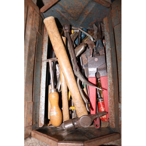 142 - Workmate, 2 tools boxes with tools, with other shed misc