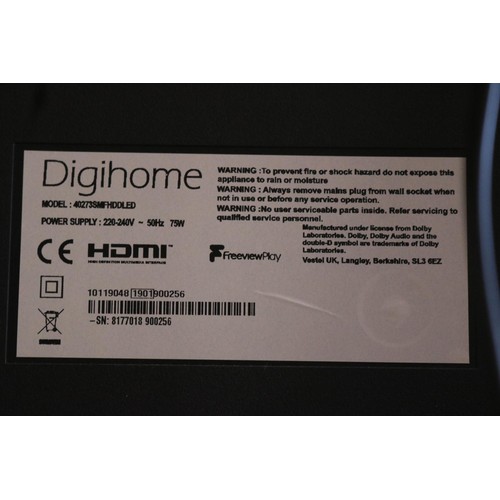 268 - Digihome smart tv & remote - warranted until 12 noon Tuesday following the above sale