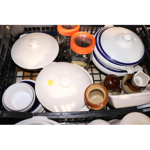 295 - 4 boxes of various crockery & kitchen ware