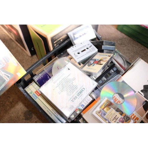 315 - Box of various LPs, DVDs, CDs & cassettes