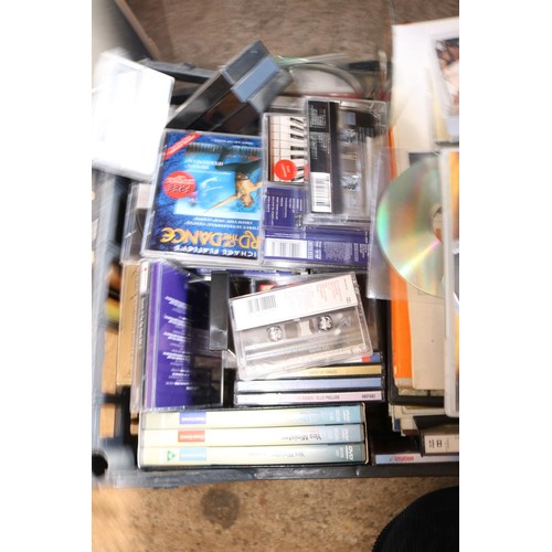 315 - Box of various LPs, DVDs, CDs & cassettes