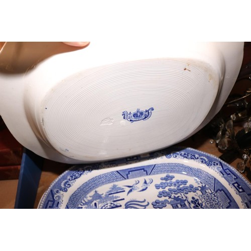 335 - 4 willow pattern meat platters