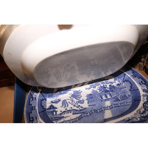 335 - 4 willow pattern meat platters