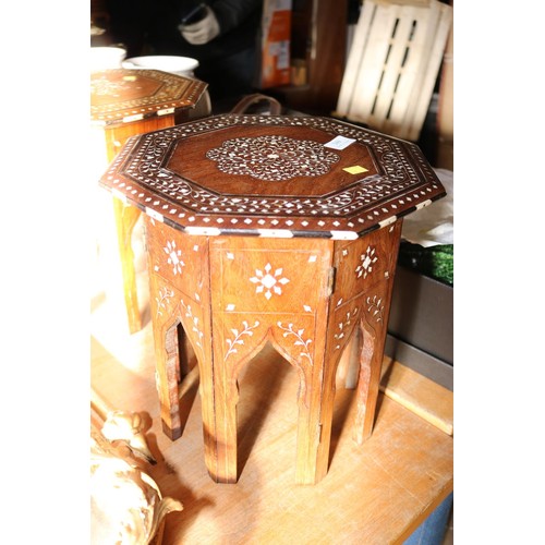 349 - 2 x small inlaid tables - Indian