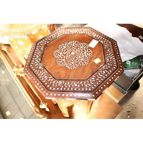 349 - 2 x small inlaid tables - Indian