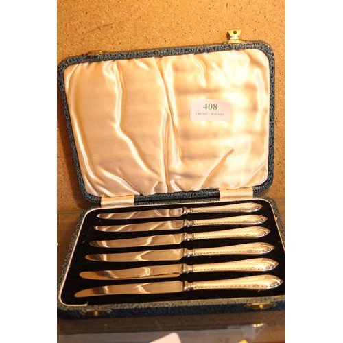 408 - Box set of 6 silver handles butter knives