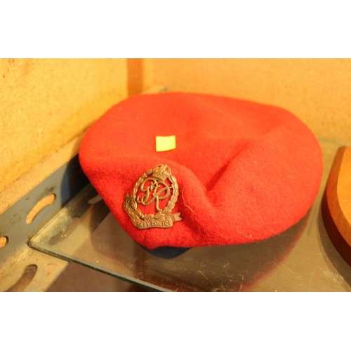 417 - Royal Military Police regimental wall shield & WWII Royal Military Police George VI cap badge