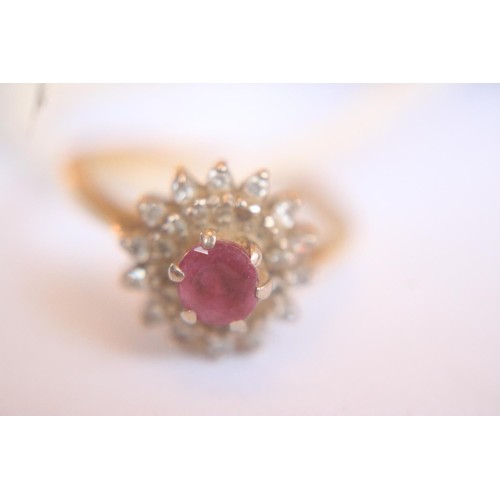 434 - Hallmarked 15ct gold ring with red stone - 4.1gms total