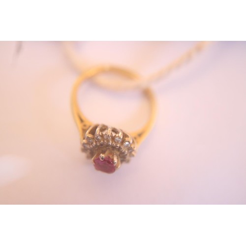 434 - Hallmarked 15ct gold ring with red stone - 4.1gms total