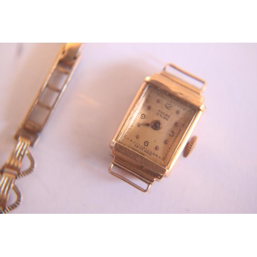 441D - 9ct gold bracelet (4.6gms) & 9ct gold case watch (7.6gms)