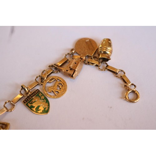 441E - 9ct gold charm bracelet - 14gms total