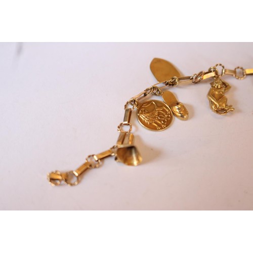 441E - 9ct gold charm bracelet - 14gms total