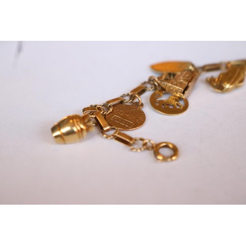 441E - 9ct gold charm bracelet - 14gms total