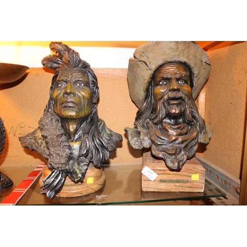 445 - 2x The Academy Collection cowboy & Indian busts