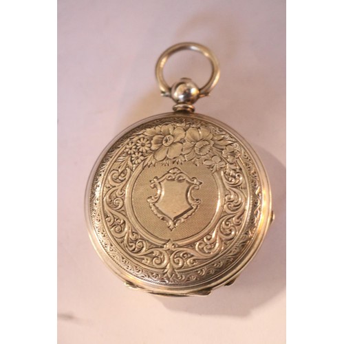 459 - 2 small pocket watches - stamped 'fine silver'