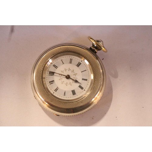 459 - 2 small pocket watches - stamped 'fine silver'