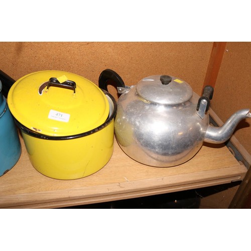 471 - Aluminium teapot & pans