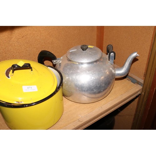 471 - Aluminium teapot & pans