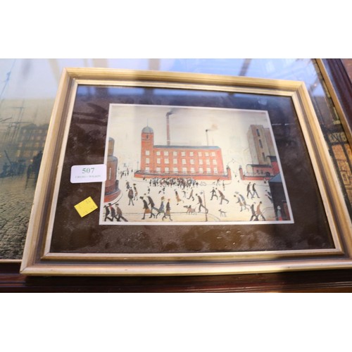 507 - 3 prints - Liverpool Quay by John Atkinson Grimshaw, late for the mail by Charles Cooper Henderson &... 