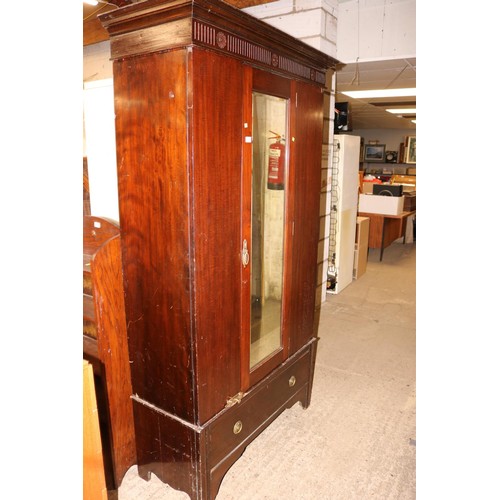 565 - Edwardian mirror door wardrobe