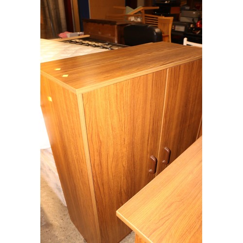 582 - Small drop leaf table, cupboard, desk & 3 drawer chest