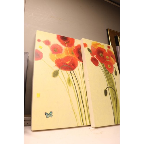 192 - 3 poppy set canvas, by Shirley Novak