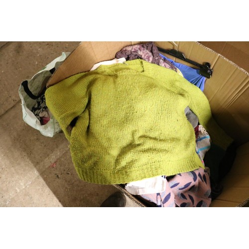 313 - Large box &small box of various jumble, including scarfs, jumpers, et cetera