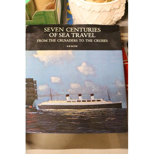 523 - Large shipping themed books, postcards & prints, plus Titanic dvd's