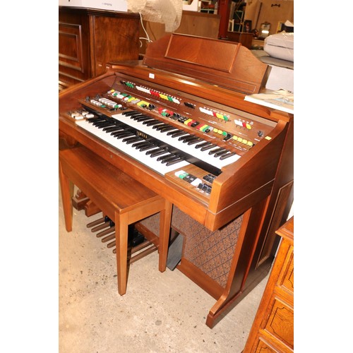 608 - Yamaha electone D-65 organ with key & booklets - to be rewired, tested and installed by qualified el... 