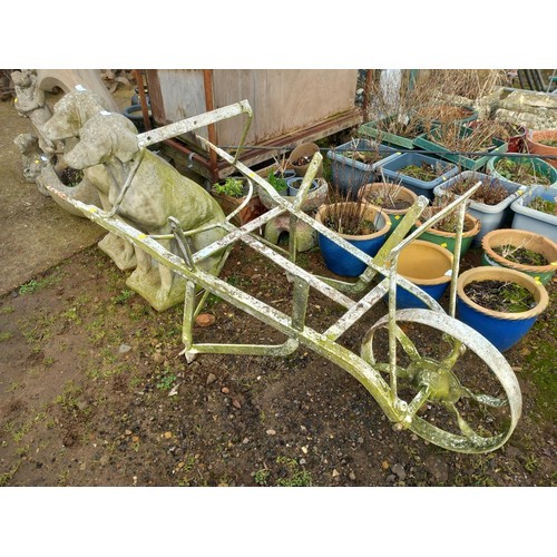 35 - Old cast iron wheelbarrow base