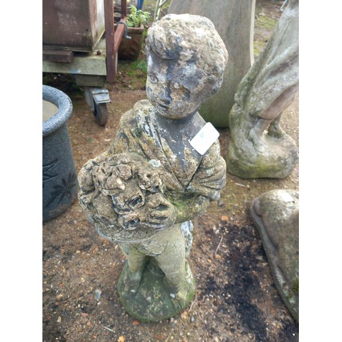 39 - Boy with flowers concrete ornament