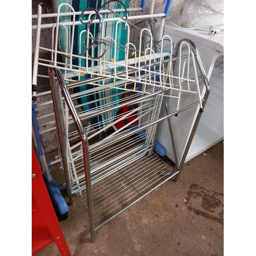 116 - Clothes airer's, ironing board, shoe racks & mop