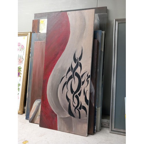 185 - Various canvas paintings