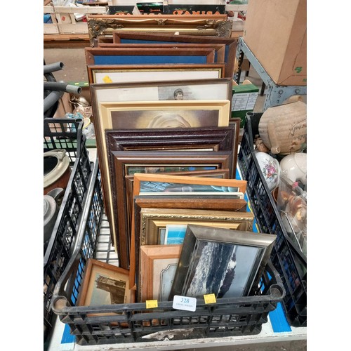 328 - Box of framed pictures