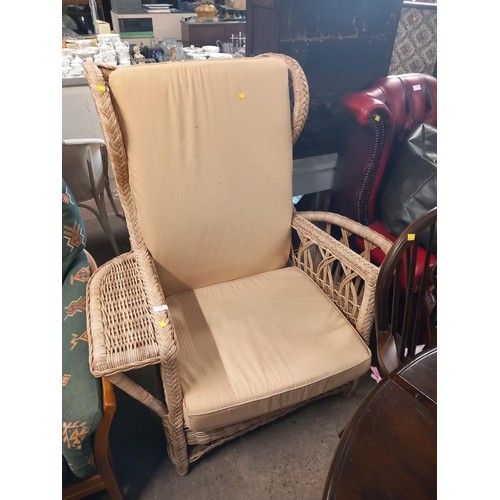 586 - Wicker conservatory wing back chair