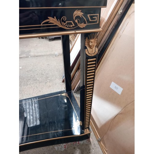 589 - Vintage black & gilt hall table