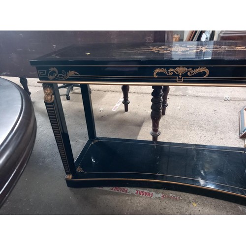 589 - Vintage black & gilt hall table