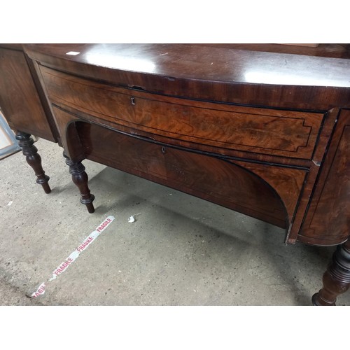 592 - Large antique inlaid mahogany sideboard/buffet