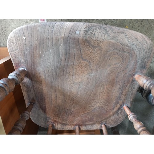 594 - Antique smokers bow/captains chair