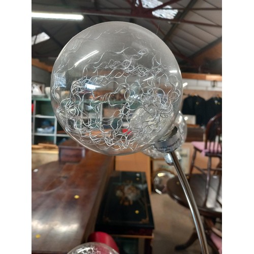 597 - 5 branch globe floor lamp (1 globe missing) - warranted until 12 noon Tuesday following the above sa... 