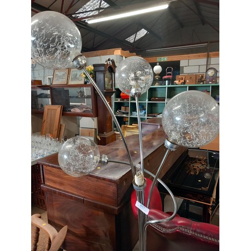 597 - 5 branch globe floor lamp (1 globe missing) - warranted until 12 noon Tuesday following the above sa... 