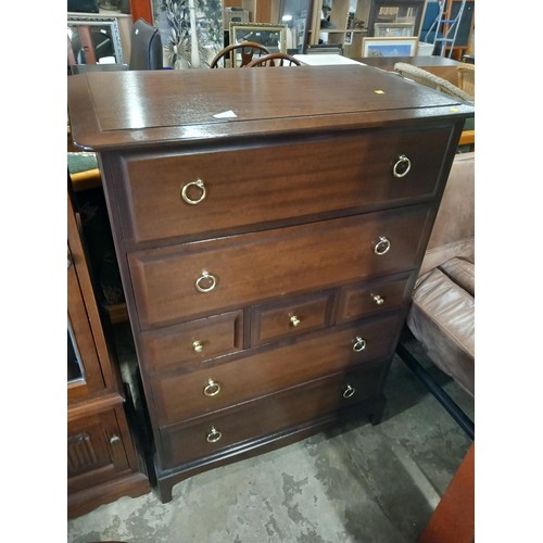 604 - Stag chest of 5 drawers