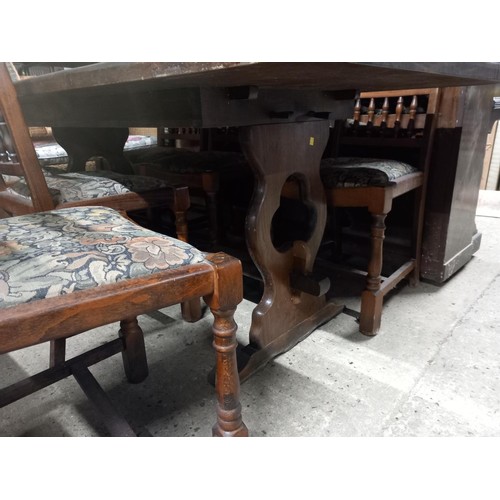 657 - Set of 6 dining chairs & oak refectory table