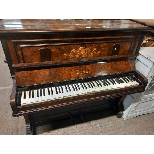 658 - Walnut/rosewood upright piano Spencer, London