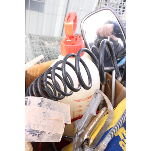 10 - 2 wing mirrors, pumps, hose & petrol hedge cutter (a/f)