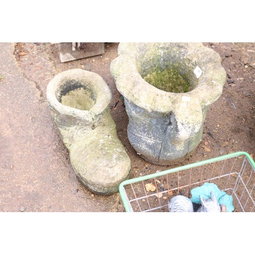 40 - 2 concrete boots for garden