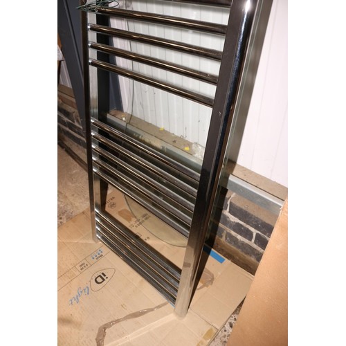 105 - Chrome towel radiator & small chrome towel radiator - to be installed by a qualified electrician