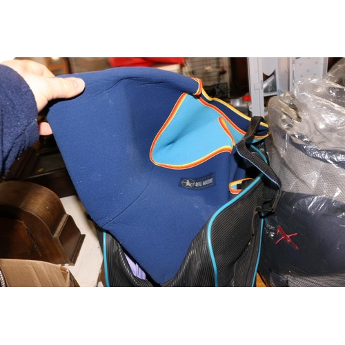 156 - 2 wet suits, bag & car seat covers